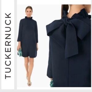 Tuckernuck Black Daphne Bow Dress Ruffle Neck Size L